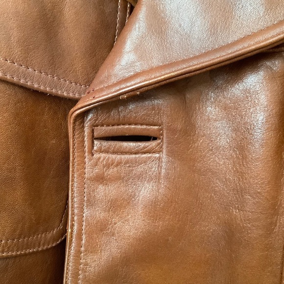 VINTAGE 70's Menswear Brown Leather Blazer - Picture 12 of 16